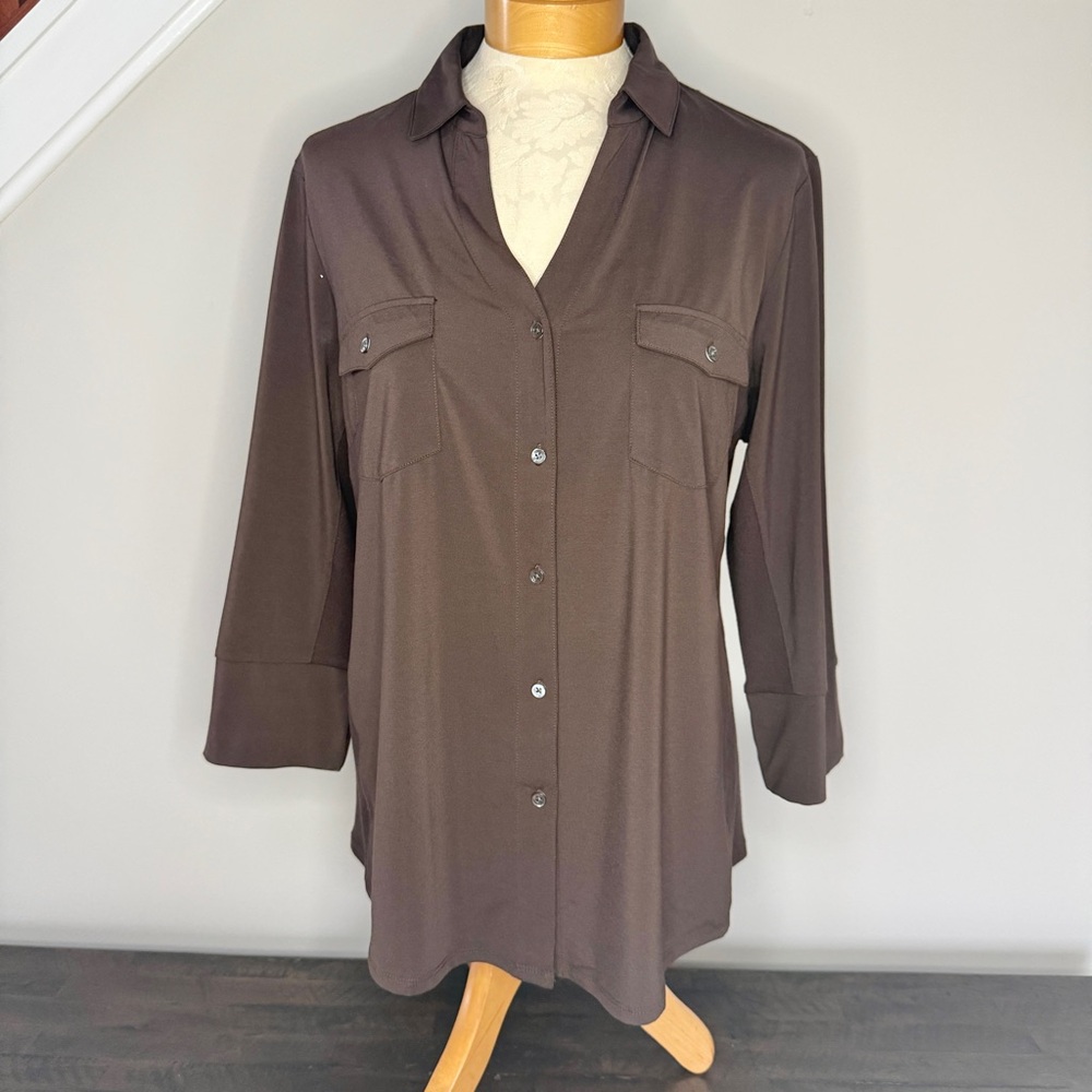 J.McLaughlin NWT Brynn Jersey Shirt in Brown Women’s XL